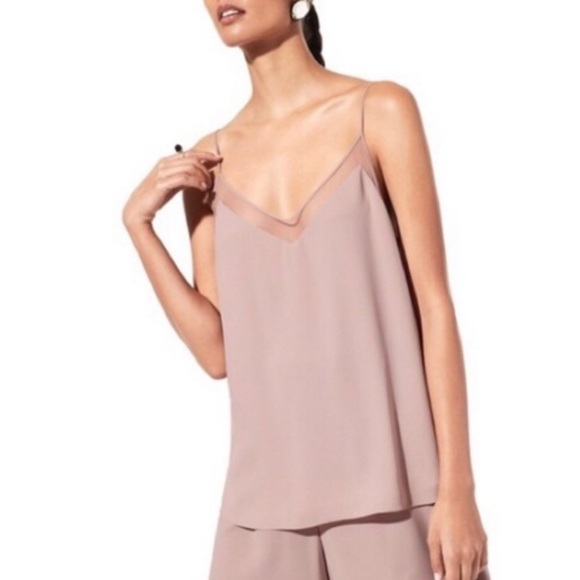 ARITZIA BABATON BLUSH GALEN SHEER TRIM CAMISOLE TANK TOP MEDIUM - Picture 1 of 5